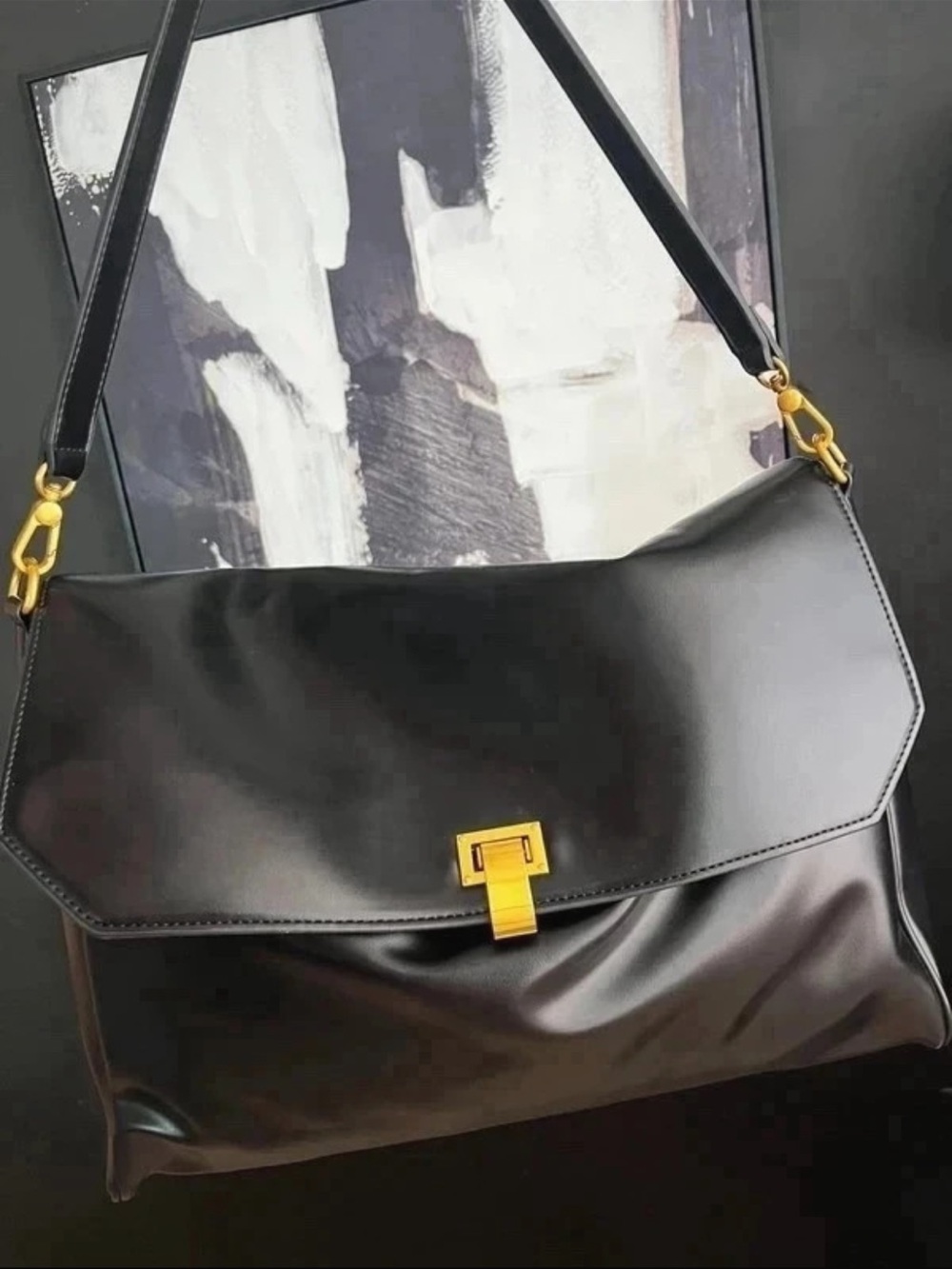 Cider faux soft leather Shoulder Bag with Gold Hardware